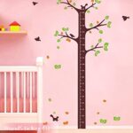 WandSticker4U - Peel and Stick- Happy Tree Height Chart | Size:140 x 200 cm | removable Wall Sticker Growth Chart for Nursery, Bedroom, Baby Room children's room