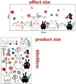 Super Mignon Noir Et Blanc De Bande Dessinée Lapin Fleurs Stickers Muraux Enfants Chambre Décoration Amovible Animal Applique Armoire size 60x90 mj8009 - Image 4