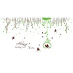 Wall Sticker English Letters Rural Green Leaves Birds Paper Home Decal Removable Wall Vinyl Living Room Bedroom PVC Art Picture Murals DIY Stick for Adults Teens Kids Nursery Baby - Image 2