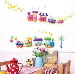 DM570092 Train Moon Star Pinwheel Wall Decals Home stickers paper sukurattia-topikutya- DIY Mural Kids Nursery Baby Room Decoration - Image 2
