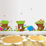 Happy Rabbit Owl Ant Bird Stump Wall Art Decals Decor Peel and Stick Removable Sticker for Children's Room size 60x90 nc016 - Image 2