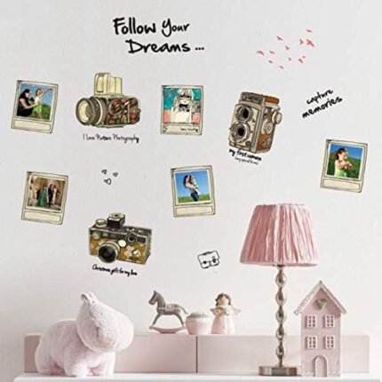 JM8246 Retro Camera & Photo Frames Wallsticker Stiker Dinding 50X70