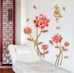 Elegant Family Harmony Pink Butterfly Love Flower Bedroom Tv Background Wall Sticker size 60x90 sk9371 - Image 3