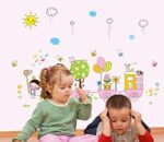 Cartoon girl rabbit balloon butterfly wallpaper flower windmill sun wall stickers children room classroom kindergarten wallpaper living room bedroom wall sticker size 50x70 ay7060 - Image 4