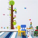 Simoshaw Height Measurement Growth Chart Tree Cute Monkey and Owls Wall Vinly Decal Decor Sticker - Image 5