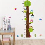 Simoshaw Height Measurement Growth Chart Tree Cute Monkey and Owls Wall Vinly Decal Decor Sticker - Image 6
