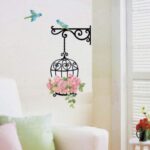 TYOLOMZ Rose Flower Birdcage Wall Sticker Flying Birds Plants Decals Adhesive Living Room Bedroom TV Wallpaper Kids Nursery Mural Decor - Image 2