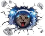 Cracked Wall Stickers Cracked Wall Decal cat Wall Stickers cracke cat Wall Decor Space 3D Decorate 3D Wallpaper Xl8320 - Image 3