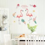 Funif Cute Flower and Flamingo Wall Stickers DIY Removable Animals Wall Decals Decorative Wall Mural Wallpaper for Bedroom Pink - Image 4