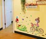 ren Empower Multicolor A Little Charming Girl Riding on Her Bike Large Wall Sticker Ay7085 - Image 2