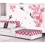 Decals Design 'Flowers and Magpie Birds Flying' Wall Sticker  size 60x90 df5089 - Image 2