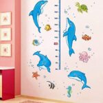 Kids room dolphin height measure wall stickers removable cartoon nursery wall decals waterproof bathroom wall decals - Image 2