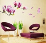 Purple Magnolia Flower Red Bloosom Flower Branch Wall Sticker Decal Rub a Stylish Modern Flowers Living Room Bedroom Decoration Kitchen - Image 5