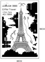 Paris Backdrop Paris Wall Art Eiffel Tower Photo Banner Background European City Landscape Black Tower Kite Building Wall Hanging Decor For Living Room Bedroom Decoration,27.55X72.8Inch - Image 3