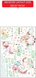 Decorazione Principessa Sognante Unicorno Camera Dei Bambini Ragazza Camera da Letto Adesivi Murali Caldi Sul Comodino size 50x70 sk7163 - Image 6