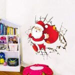 NC1370       Wall Stickers for Room Decor Cartoon Breaking Santa Claus Mural Art Home Decals Posters Kids Bedroom Xmas Decorations - Image 4