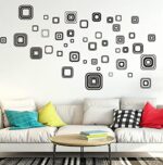 Jm8336 Wall Decal White/Black Squares Vinyl Wall Decals Stickers Peel and Stick Graphic Mural Square Boxes Kit Appliques - Image 2