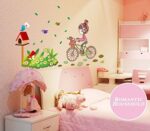 ren Empower Multicolor A Little Charming Girl Riding on Her Bike Large Wall Sticker Ay7085 - Image 4