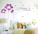 Purple Lily Flowers Butterflies English Letters Wall Sticker House Decal Removable Living Room Wallpaper size 60x90  ay9167 - Image 3