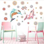 Creative Couple Dolphin Wallpaper Sticker Bedroom Bedside Living room Background Decoration PVC Waterproof Wall Stick - Image 3