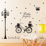 Black street lamp bicycle wall sticker Vinyl DIY Street light art wall decals For Living room study room wall decor stickers size 60x900 ay9264