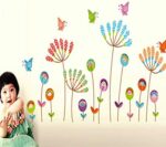 Colorful Cartoon Dandelion Wall Paper, Butterfly Flowers ， Background Wall Sticker for Home Kindergarten Decor - Image 4