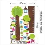 Simoshaw Height Measurement Growth Chart Tree Cute Monkey and Owls Wall Vinly Decal Decor Sticker - Image 8