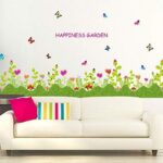 Wall Sticker Flower Grass and Butterflies Baseboard Living Room Home Decor Removable Stickers size 50x70 sk7006 - Image 3