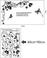 Butterfly Wall Sticker Black Vinyl Wall Art Floral Wall Paper PVC Removeable Wall Decor AY-817 - Image 10