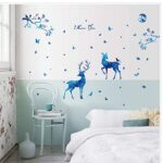 Wall Stickers & Murals Wall stickers-SK9181 Blue elk Silhouette Wall Stickers Nordic Style Bedroom Living Room Porch Removable Decorative Starlight Deer-Wall stickers-SK9181 - Image 2
