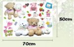 Novelty Set of Teddy Bears Lovely Bear Beautiful Decor Stylish Decoration Nursery Decal Decals Stickers Flowers Pink Baby Kids Home Modern Wall Decal Girl Flowers Living Room Bedroom size 50x70 xy8072 - Image 3