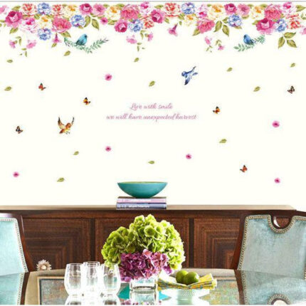 XL8202 HANGING COLORFUL ROSES WALLSTICKER WALL STICKER 60x90