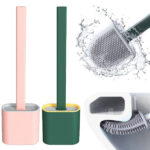 Silicone Toilet Brush with Toilet Brush Holder Creative Cleaning Brush Set, Silicone Flex Toilet Brush with Holder and Wall Mounted  bcbgyz2d-c - Image 2