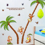 Coconut monkey removable wall stickers cartoon bedroom living room decoration stickers JM7257 - Image 2