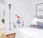 Romantic Cats Lovers In the Street Lamp DIY Removable Wall Stickers - Image 4