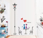 Romantic Cats Lovers In the Street Lamp DIY Removable Wall Stickers - Image 5