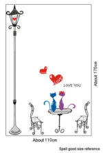 Romantic Cats Lovers In the Street Lamp DIY Removable Wall Stickers - Image 6
