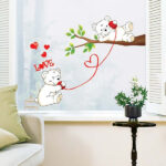 WUDHF Cute bear calling love wall stickers home love and happiness decoration children's room cartoon branches