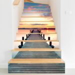 Fashion 12piece installation stair sticker, promenade, sunset, ocean, waterfall, street style waterproof can remove stair sticker JF5602 Single sheet layout size:97 * 17cm(Approx.) - Image 2