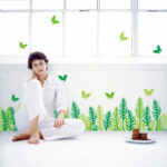 Green leaves and butterflies wall decals for beautiful wall and staircase decoration - Image 4