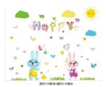 XL8208 cartoon love rabbit butterfly wall birds chicks flower wall stickers for kids rooms bathroom decor wall decals poster - Image 4