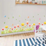 Wall Sticker Flower Flower Kitchen Toilet Plant Sticker Cafe Green Fence Wallpaper Scandinavian Seal Accent Kitchen Toilet Hydrangea Flower Bed Leaves Butterfly Lily Cactus Glass Entrance Branch size 50x70 xls7179 - Image 6