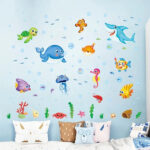 XL7206  Wall Sticker Underwater Ocean Fish Seaweed Removable Wall Decal, Children Kids Baby Home Room Nursery DIY Decorative Adhesive Art Wall Mural - Image 3
