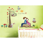 Wall decal two lovers leaning back ay924 - Image 2