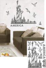 Shiny Statue of Liberty Design Wall Sticker for Wall Decoration (16.5x9.5 Inch) - Blue