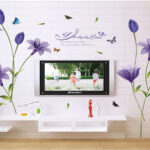 SK9122B PURPLE BIG TULIP WALL WALLSTICKER WALL STICKER WALL STICKER TRANSPARENT DECORATION 60x90 - Image 2