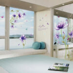 SK9035 WALL STIKER PURPLE FLOWER KISS ME - Image 2