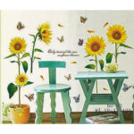 LM868 Sunflower butterfly Wall Stickers Wall Decals - Image 4