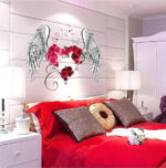 3D diy creative  love rose feather colorful feather wall  love wings wall stickers - Image 2