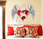 3D diy creative  love rose feather colorful feather wall  love wings wall stickers - Image 3